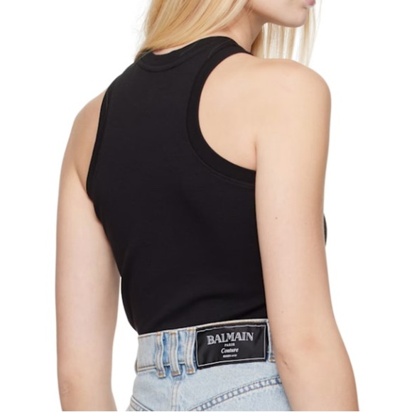 Balmain Black and Gold Logo Tank Top - Picture 4 of 9